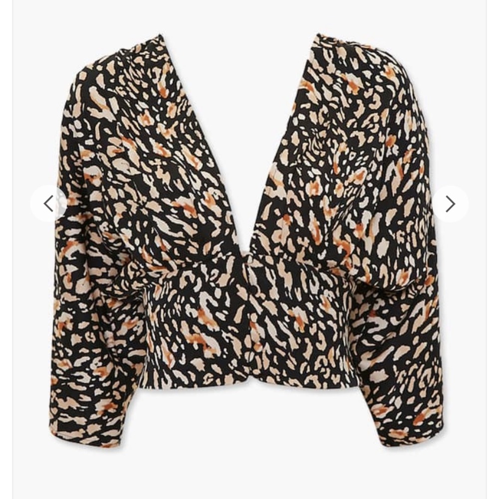 Animal Print Buttoned Crop Top